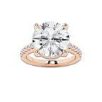 8.43 ctw Round Lab-Grown Diamond Hidden Halo Side Stone Engagement Ring in 18K Rose Gold for Women | Colorless E, VS1 Clarity, IGI Certified 8.00 ct Center Diamond