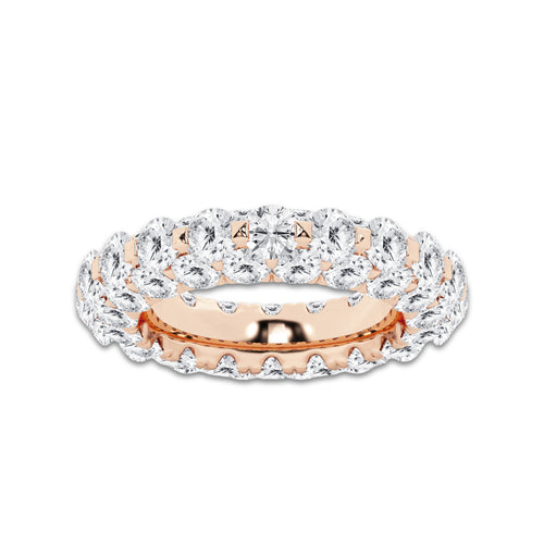 Leah 6 1/2 ctw Round Lab Grown Diamond Dome Eternity Band - 5mm Width 14K Rose Gold, DE, VS1