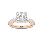 7.48 ctw Cushion Lab-Grown Diamond Marquise Side Stone Engagement Ring in 14K Rose Gold for Women | Colorless D, VVS1 Clarity, IGI Certified 7.00 ct Center Diamond
