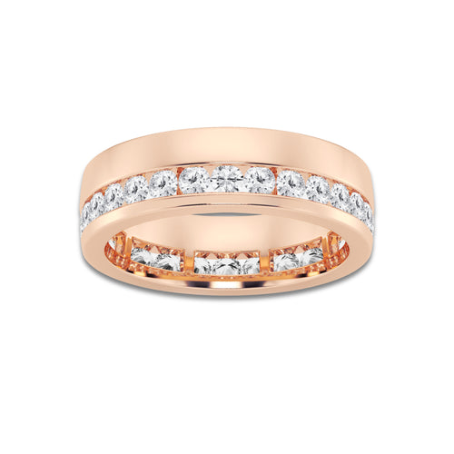 2 ctw Round Lab Grown Diamond High Polish Men's Eternity Band - 6.7mm Width 14K Rose Gold, DE, VS1