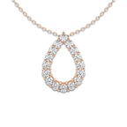 1 ctw Round Lab Grown Diamond Teardrop Pendant with Adjustable Chain 14K Rose Gold, DE, VS1 | 1 ct Center
