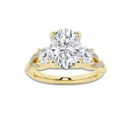 2.62 ctw Oval Lab-Grown Diamond Side Stone Engagement Ring in 14K Yellow Gold for Women | Colorless D, VVS1 Clarity, IGI Certified 2.00 ct Center Diamond