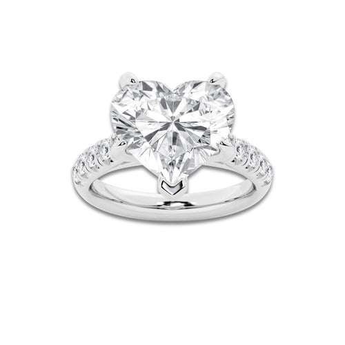7.55 ctw Heart Lab-Grown Diamond Pave Engagement Ring in Platinum for Women | D Color, VVS1 Clarity, IGI Certified 7.00 ct Center Diamond