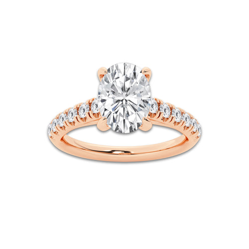 1.91 ctw Oval Lab-Grown Diamond Pave Engagement Ring in 14K Rose Gold for Women | D Color, VVS1 Clarity, IGI Certified 1.50 ct Center Diamond