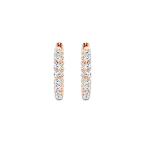 1 ctw Round Lab Grown Diamond Inside Out Floating Hoop Earrings 14K Rose Gold, DE, VS1
