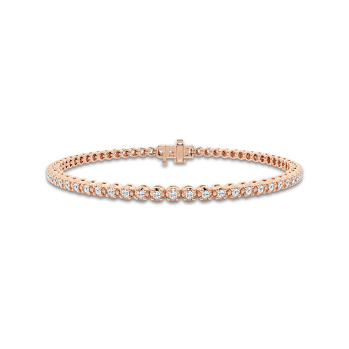 1 ctw Round Lab Grown Diamond Four-Prong Tennis Bracelet - 8 Inches 14K Rose Gold, DE, VS1