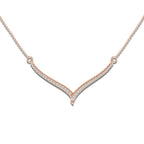 1/6 ctw Round Lab Grown Diamond Petite Chevron Necklace 14K Rose Gold, DE, VS1