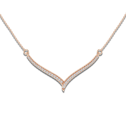 1/6 ctw Round Lab Grown Diamond Petite Chevron Necklace 14K Rose Gold, DE, VS1