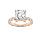 Myra 3 2/5 ctw Asscher Lab Grown Diamond Hidden Halo Engagement Ring 18K Rose Gold, D, VVS | IGI Certified, 3 ct Center