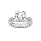6.22 ctw Asscher Lab-Grown Diamond Double Row Diamond Engagement Ring in Platinum for Women | Colorless E, VS1 Clarity, IGI Certified 5.00 ct Center Diamond