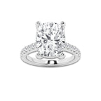 7.46 ctw Elongated Cushion Lab-Grown Diamond Hidden Halo Side Stone Engagement Ring in Platinum for Women | Colorless D, VVS1 Clarity, IGI Certified 7.00 ct Center Diamond