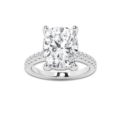 7.46 ctw Elongated Cushion Lab-Grown Diamond Hidden Halo Side Stone Engagement Ring in Platinum for Women | Colorless D, VVS1 Clarity, IGI Certified 7.00 ct Center Diamond