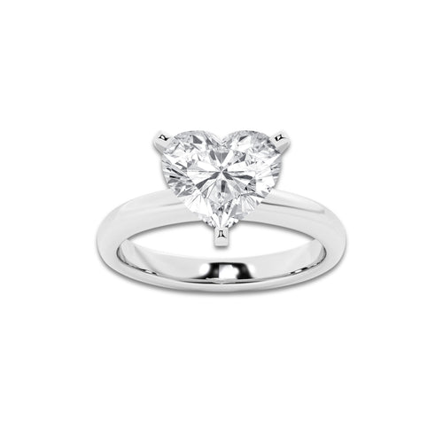 4.00 ctw Heart Lab-Grown Diamond Minimalist Engagement Ring in Platinum for Women | D Color, VVS1 Clarity, IGI Certified