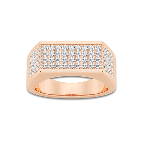 1 1/3 ctw Round Lab Grown Diamond Rectangular Wedding Band 14K Rose Gold, DE, VS1