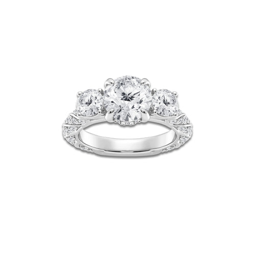 Thea 2 1/2 ctw Round Lab Grown Diamond Three-Stone Engagement Ring 14K White Gold, D, VVS | IGI Certified, 1 1/2 ct Center