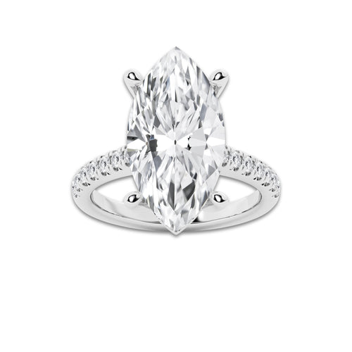 7.46 ctw Marquise Lab-Grown Diamond Hidden Halo Side Stone Engagement Ring in Platinum for Women | Colorless D, VVS1 Clarity, IGI Certified 7.00 ct Center Diamond