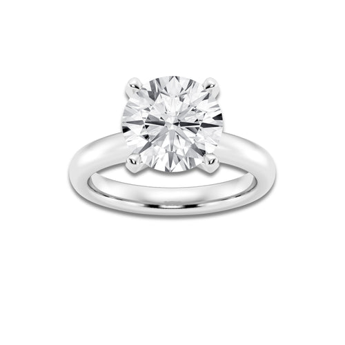 4.00 ctw Round Lab-Grown Diamond Minimalist Engagement Ring in 14K White Gold for Women | D Color, VVS1 Clarity, IGI Certified