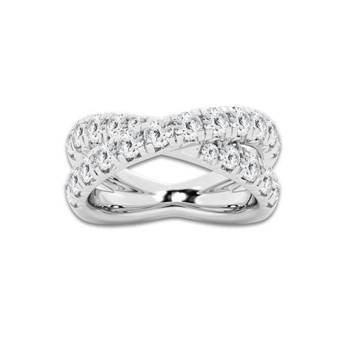 Harmony 2 ctw Round Lab Grown Diamond Crossover Band 14K White Gold, DE, VS1