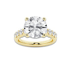 6.66 ctw Round Lab-Grown Diamond Side Stone Engagement Ring in 14K Yellow Gold for Women | Colorless E, VS1 Clarity, IGI Certified 6.00 Ct Center Diamond