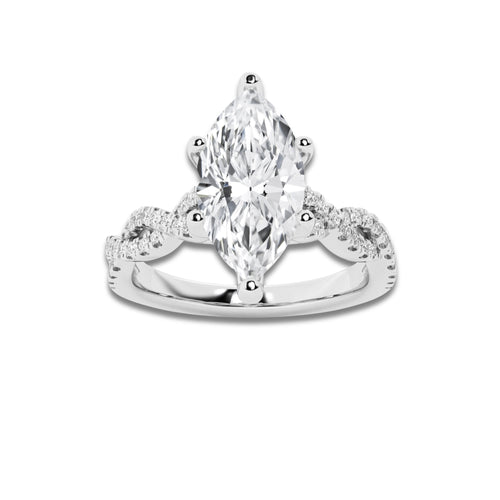 2.25 ctw Marquise Lab-Grown Diamond Twisted Shank Engagement Ring in 14K White Gold for Women | D Color, VVS1 Clarity, IGI Certified 2.00 ct Center Diamond