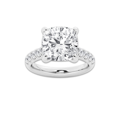 7.55 ctw Cushion Lab-Grown Diamond Pave Engagement Ring in Platinum for Women | D Color, VVS1 Clarity, IGI Certified 7.00 ct Center Diamond