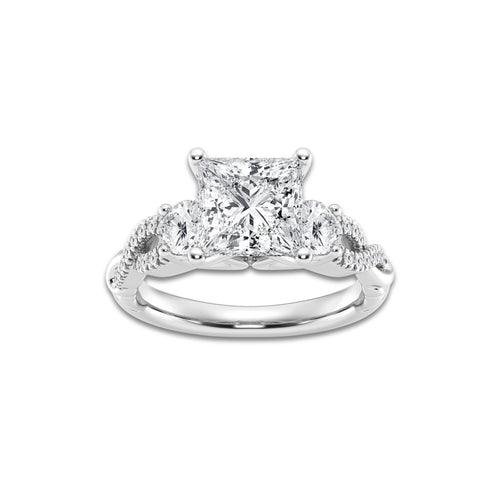 6.61 ctw Princess Lab-Grown Diamond Side Stone Engagement Ring in Platinum for Women | Colorless E, VS1 Clarity, IGI Certified 6.00 ct Center Diamond