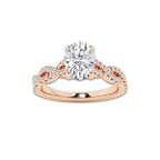 1.00 ctw Oval Lab-Grown Diamond Twisted Shank Engagement Ring in 14K Rose Gold for Women | E Color, VS1 Clarity, Not Certified 0.75 ct Center Diamond