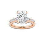 4.16 ctw Elongated Cushion Lab-Grown Diamond Side Stone Engagement Ring in 14K Rose Gold for Women | Colorless E, VS1 Clarity, IGI Certified 3.50 Ct Center Diamond