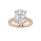 5.31 ctw Oval Lab-Grown Diamond Hidden Halo Side Stone Engagement Ring in 18K Rose Gold for Women | Colorless D, VVS1 Clarity, IGI Certified 5.00 ct Center Diamond