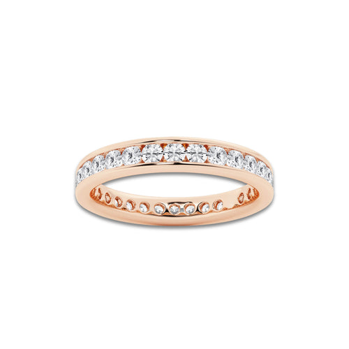 Nova 1 ctw Round Lab Grown Diamond Channel Set Eternity Band - 3mm Width 14K Rose Gold, DE, VS1