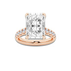 8.55 ctw Radiant Lab-Grown Diamond Pave Engagement Ring in 14K Rose Gold for Women | E Color, VS1 Clarity, IGI Certified 8.00 ct Center Diamond