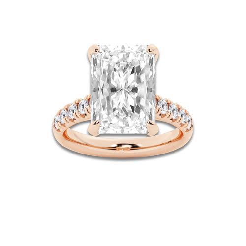 8.55 ctw Radiant Lab-Grown Diamond Pave Engagement Ring in 14K Rose Gold for Women | E Color, VS1 Clarity, IGI Certified 8.00 ct Center Diamond