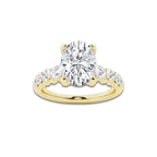2.54 Ct Oval Lab-Grown Diamond Half Eternity Engagement Ring in 14K Yellow Gold for Female, Colorless (D), VVS1 Clarity | IGI Certified, 2.00 Ct Center Diamond