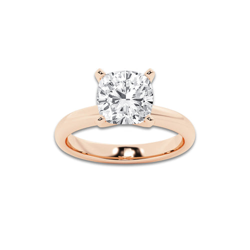 2.50 ctw Cushion Lab-Grown Diamond Minimalist Engagement Ring in 14K Rose Gold for Women | E Color, VS1 Clarity, IGI Certified