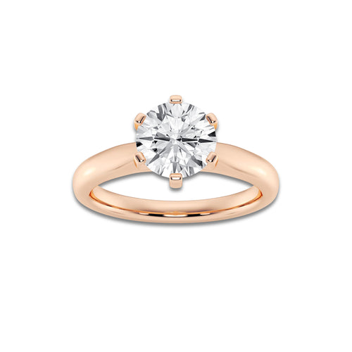 Sierra 1 1/2 ctw Round Lab Grown Diamond Cathedral Six-Prong Solitaire Engagement Ring 14K Rose Gold, D, VVS | 1 1/2 ct Center