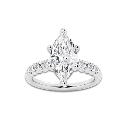 3.54 ctw Marquise Lab-Grown Diamond Side Stone Engagement Ring in Platinum for Women | Colorless D, VVS1 Clarity, IGI Certified 3.00 Ct Center Diamond