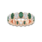 Giselle 5.4x3.8 mm Oval Cut Created Emerald and 2 5/8 ctw Oval Lab Grown Diamond Eternity Band - 5.5mm Width 14K Rose Gold