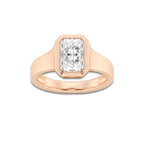 Casa 2 ctw Radiant Lab Grown Diamond Bezel Set Wide Band Solitaire Engagement Ring 14K Rose Gold, D, VVS | IGI Certified, 2 ct Center