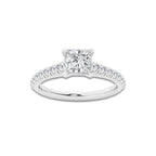 1.14 ctw Princess Lab-Grown Diamond Pave Engagement Ring in 14K White Gold for Women | E Color, VS1 Clarity, IGI Certified 0.75 ct Center Diamond