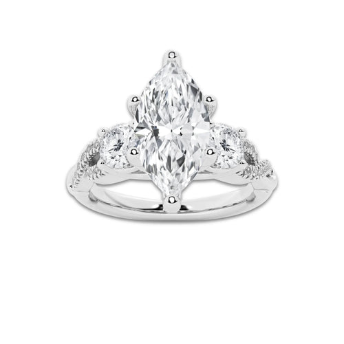 2.62 ctw Marquise Lab-Grown Diamond Side Stone Engagement Ring in Platinum for Women | Colorless D, VVS1 Clarity, IGI Certified 2.00 ct Center Diamond