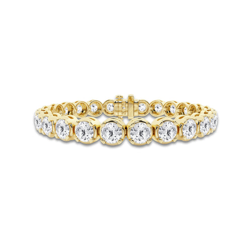 20 ctw Round Lab Grown Diamond Four Prong Tennis Bracelet -6 Inches 14K Yellow Gold, DE, VS1