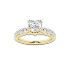 1.29 ctw Heart Lab-Grown Diamond Side Stone Engagement Ring in 14K Yellow Gold for Women | Colorless E, VS1 Clarity, IGI Certified 0.75 Ct Center Diamond
