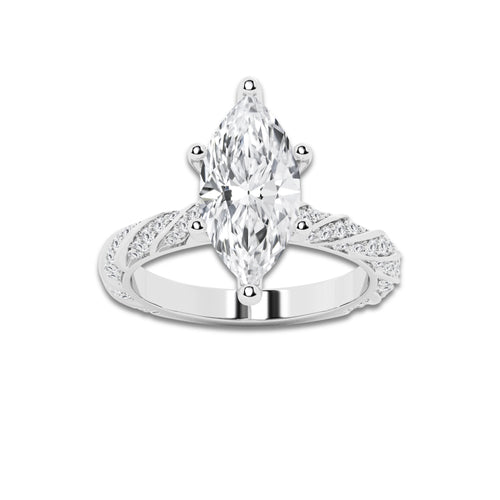 4.42 ctw Marquise Lab-Grown Diamond Twisted Band Engagement Ring in Platinum for Women | Colorless E, VS1 Clarity, IGI Certified 4.00 ct Center Diamond