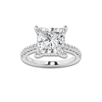 5.33 ctw Princess Lab-Grown Diamond Hidden Halo Side Stone Engagement Ring in Platinum for Women | Colorless D, VVS1 Clarity, IGI Certified 5.00 ct Center Diamond