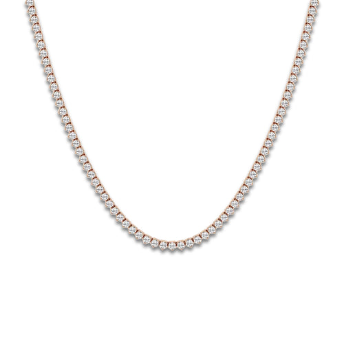 näas 10 ctw Round Lab Grown Diamond Three-Prong Tennis Necklace 14K Rose Gold, DE, VS1