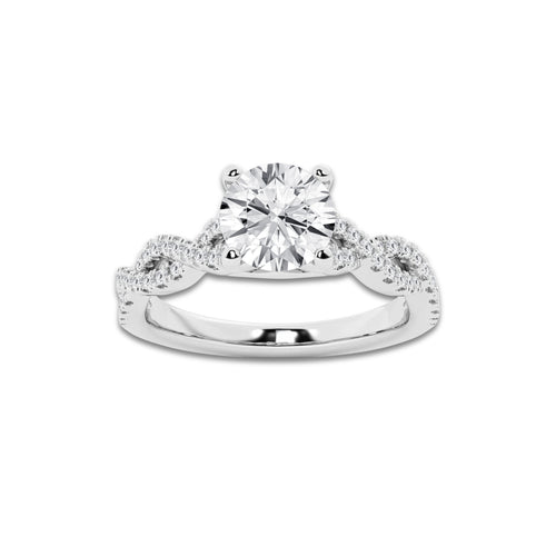 1.00 ctw Round Lab-Grown Diamond Twisted Shank Engagement Ring in Platinum for Women | E Color, VS1 Clarity, Not Certified 0.75 ct Center Diamond