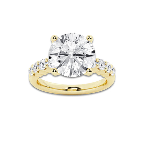 6.66 ctw Round Lab-Grown Diamond Side Stone Engagement Ring in 14K Yellow Gold for Women | Colorless D, VVS1 Clarity, IGI Certified 6.00 Ct Center Diamond