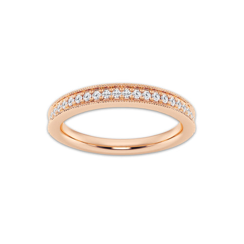 Eileen 1/5 ctw Round Lab Grown Diamond Milgrain Wedding Band 14K Rose Gold, DE, VS1