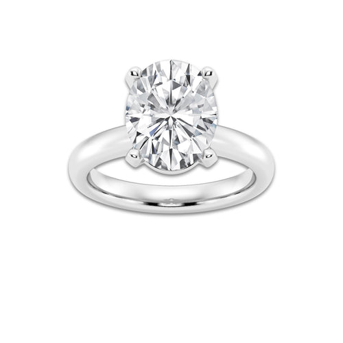 5.00 ctw Oval Lab-Grown Diamond Minimalist Engagement Ring in 14K White Gold for Women | E Color, VS1 Clarity, IGI Certified