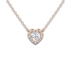 1/2 ctw Heart Lab Grown Diamond Halo Pendant 14K Rose Gold, DE, VS1 | 2/5 ct Center